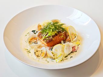 5-Day Dry-aged Salmon with Clam Chowder