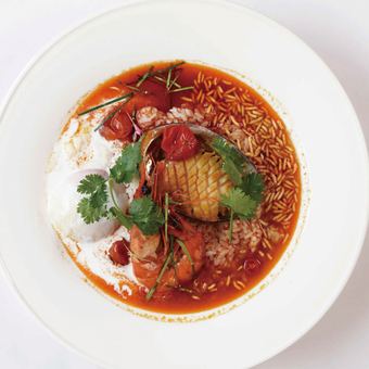 Tom Yum Kung Seafood Soup with Rice