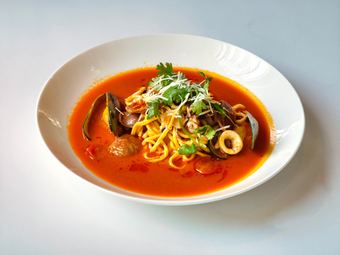Handmade Pasta with Red Curry Seafood