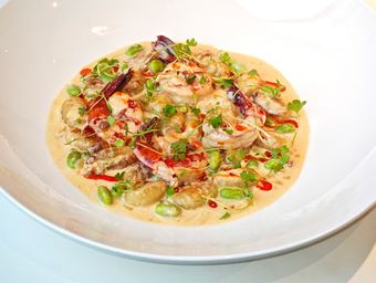 Dry-cured Ham & Tiger Prawns with Creamy Gnocchi