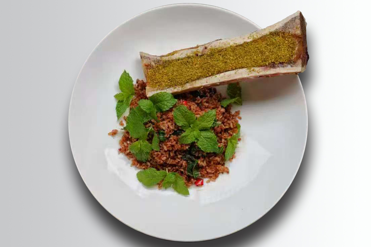 Wagyu Mint Fried Rice with Chargrilled Beef Marrow